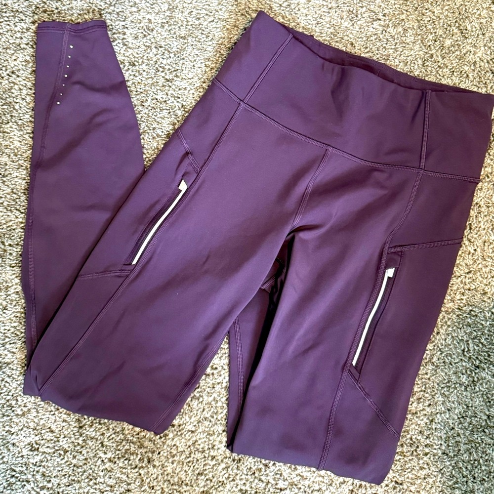 Athleta Plum Ranier Leggings with Zipper Pockets - small tall